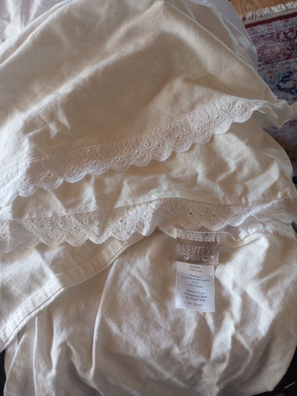 Levtex Cream Ruffle Lace Baby Bedding Cover